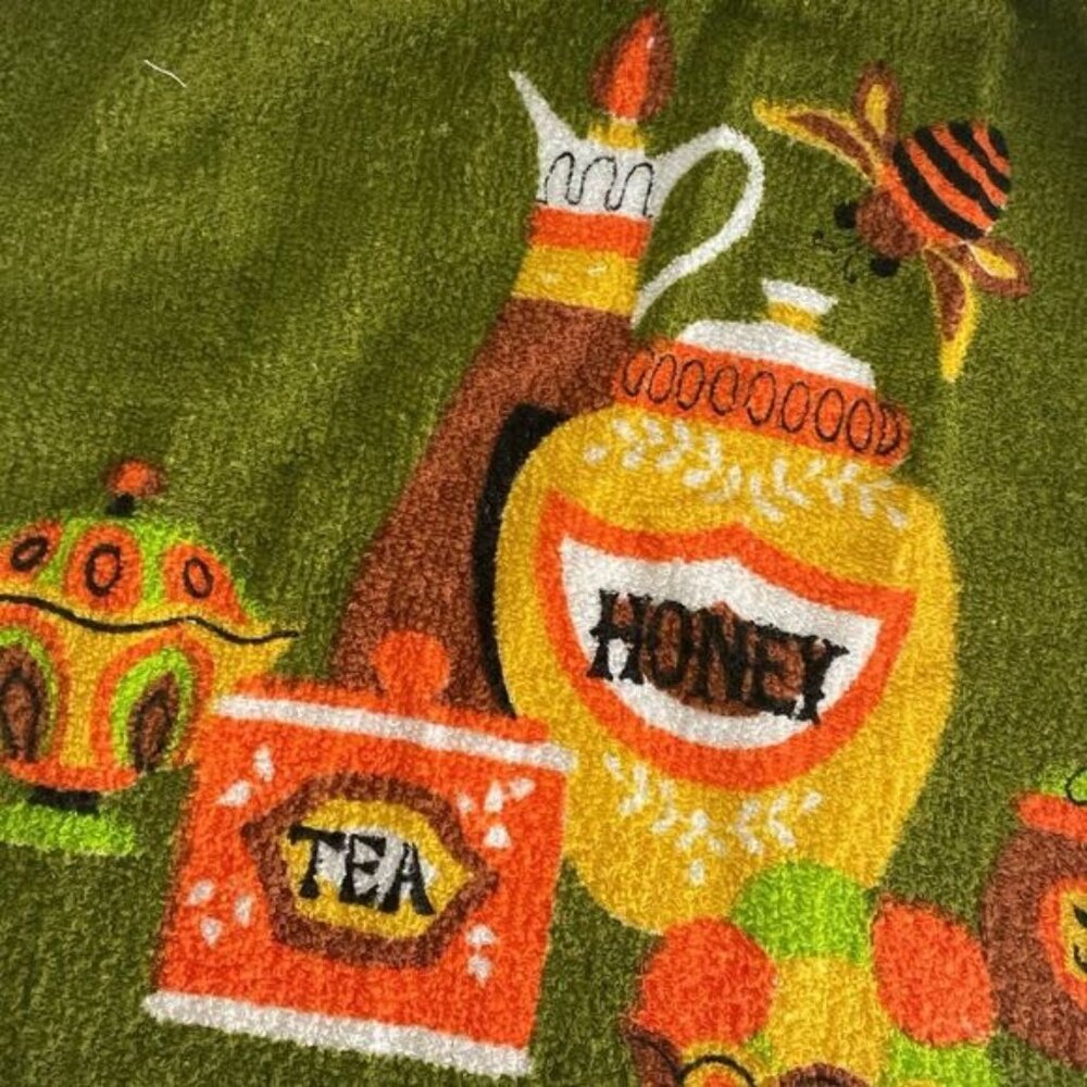 Vintage 1970's Honey Tea Jam Towel Hostess Apron Retro Design - Picture 3 of 7